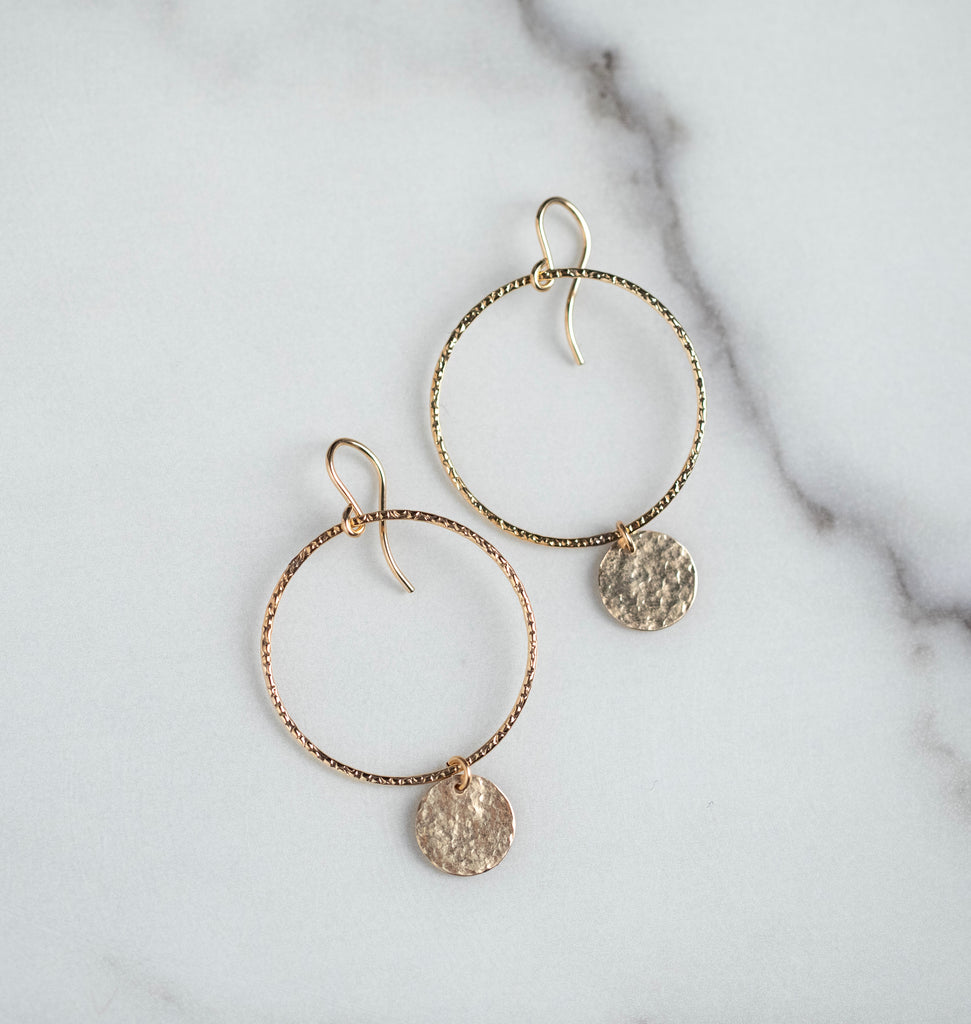 Flat Gold Filled Hoop Earrings - Heather Hawkins INC